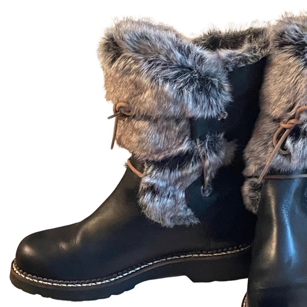 Apres ski boots Black Leather fur Brown’s Shoes Couture Italy Size 8 - Picture 4 of 7